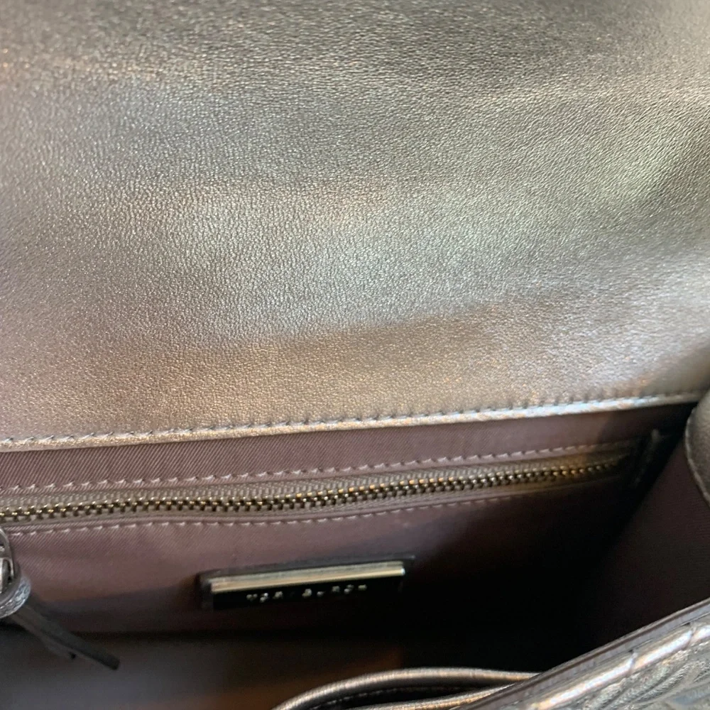 Tory Burch Silver Small Fleming Shoulder Handbag
